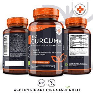Bio Curcuma mit Schwarzem Pfeffer und Ingwer - 4542mg 