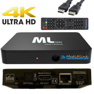 Medialink ML9000 IPTV Box Android Stalker Xtream 4K UHD 2160p Wifi